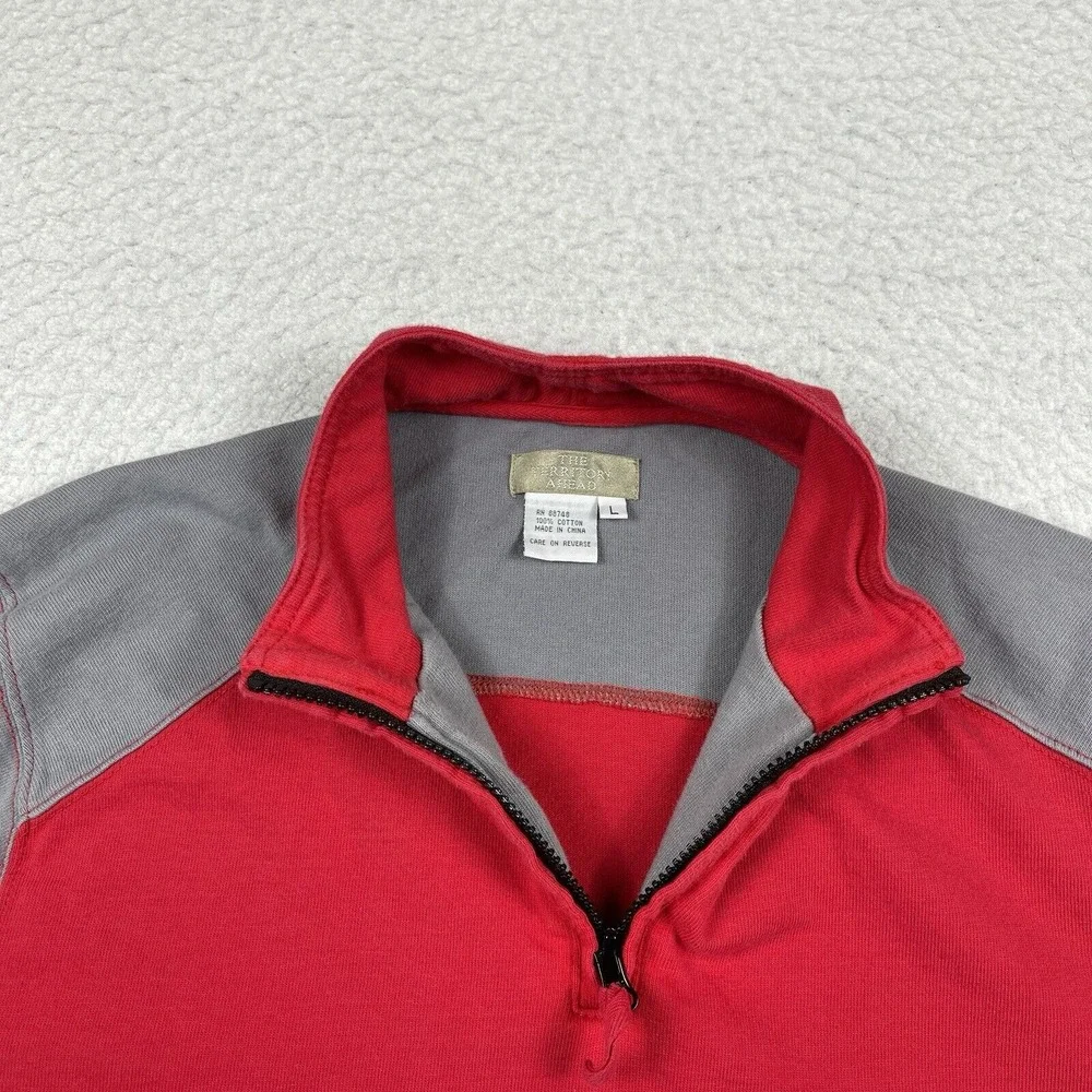 The Territory Ahead‎ Pullover Mens Large Gray Red 1/4 Zip Casual Outdoors Travel